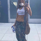 Jeans camouflage High Street Tooling Pantalons amples Pantalons larges Pantalons droits vert armée Pantalons décontractés